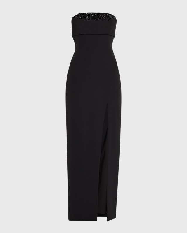 Strapless Crystal-Embellished Column Gown